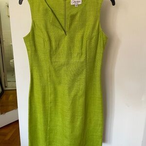 Green tweed silk dress